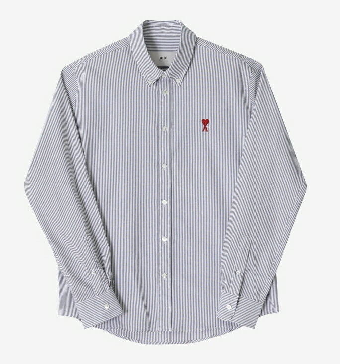 AMI PARIS アミパリス スモールハートストライプオックスフォード長袖シャツ SMALL HEART LOGO STRIPE OXFORD L/S SHIRT ユニセックス メンズ レディース 男女兼用 カジュアル クラシック プレゼント HE&SHE [送料無料] BFUSH063 CO0087 039