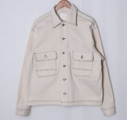 SUITROOM スーツルーム STITCH DENIM JACKET ステッチデニムジャケット メンズ 男性 男子 オーバーサイズ ストリート カジュアル トレンド トレンディ 韓国ファッション 2カラー アイボリー ブラック HE&SHE [送料無料] 3