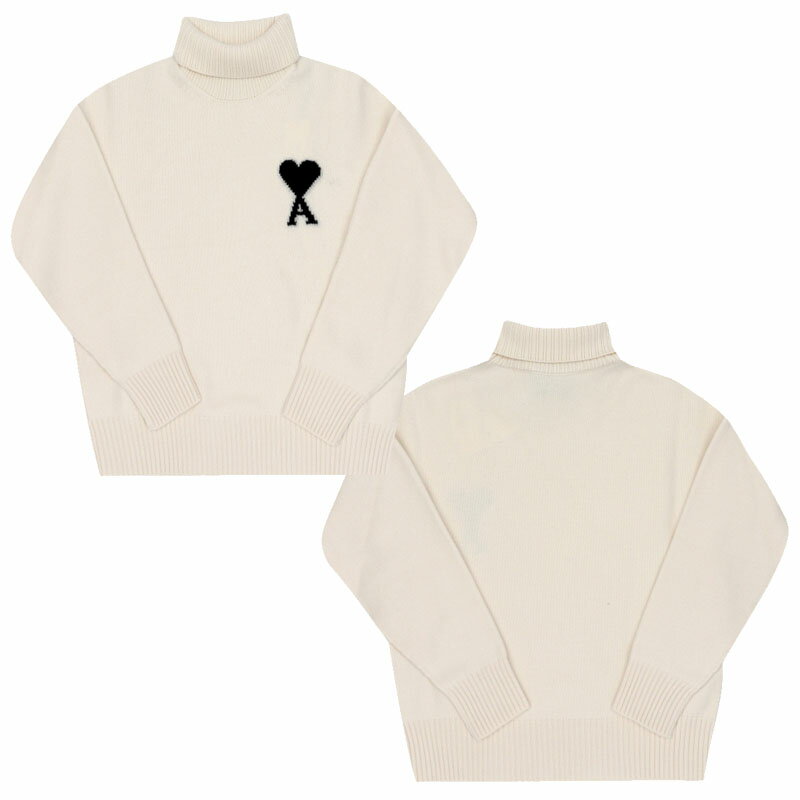 乐天商城 - AMI PARIS アミパリス ビックハートロゴタートルネックニット BIG HEART LOGO TURTLE-NECK KNIT ユニセックス メンズ レディース 男女兼用 カジュアル クラシック プレゼント セーター HE&SHE [送料無料] UKS839 018 151