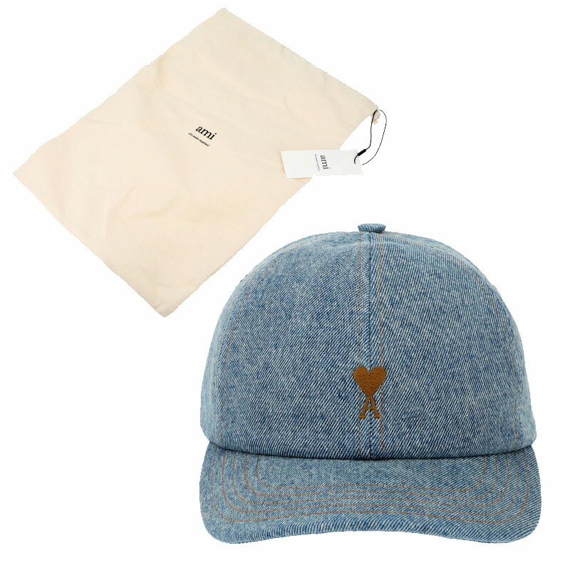 AMI PARIS ���ߥѥꥹ �ϡ��ȥ����ɽ��ǥ˥�ܡ��륭��å� HEART LOGO EMBROIDERY DENIM BALL CAP ��˥��å��� ���...