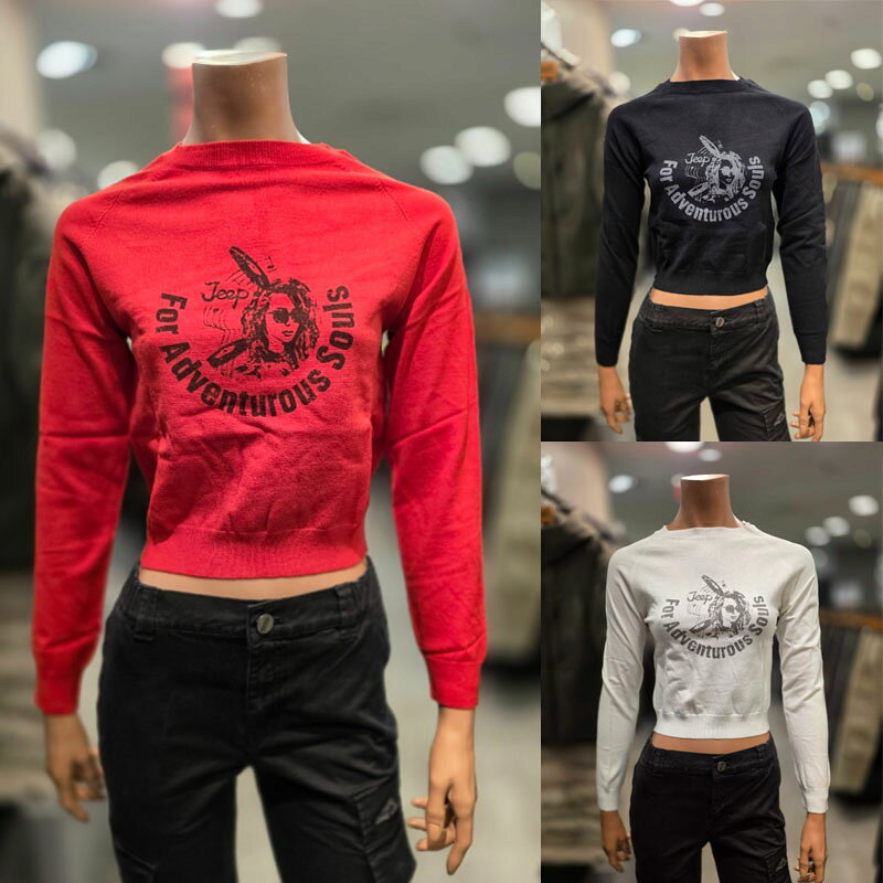乐天商城 - ジープ JEEP ウーマンクロップ長袖ニット W'S CROP LENGTH LONG SLEEVE KNIT レディース 女性 女子 カジュアル セーター トップス HE&SHE [送料無料] JP4KTF025