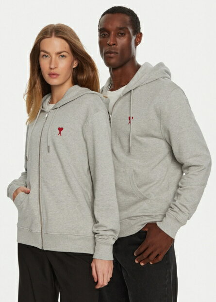 AMI PARIS SMALL HEART LOGO PATCH HOOD ZIP-UP ���ߥѥꥹ ���⡼��ϡ��ȥ����ѥå����åץ��å� ��˥��å��� ���...
