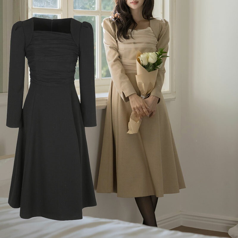 乐天商城 - SUITROOM スーツルーム CHIFFON BI-COLOR BOLERO A-LINE DRESS シフォン配色ボレロAラインドレス レディース 女性 女子 女らしさアップ 長袖 ホルターネック フェミニン ラブリー パーティードレス 韓国ファッション女子会　お呼ばれ服　結婚式　ママコーデ　入学式