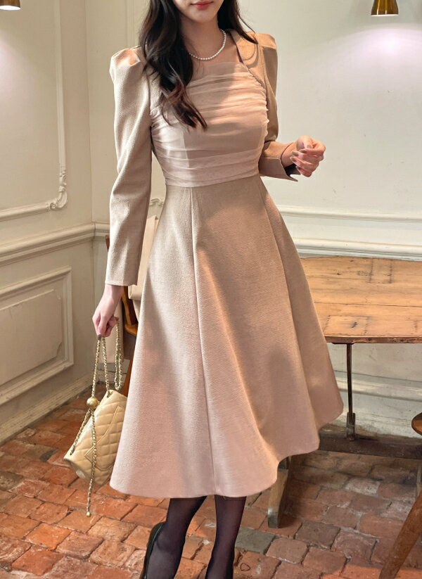 乐天商城 - I AM MARI アイアムマリー DMANG SHA LAYERED SPAN TWEED DRESS 2色 ドマンシャーレイヤードスパンツイードドレス レディース 女性 女子 女らしさアップ フェミニン ラブリー デイリー お出かけ パーティードレス ワンピース 韓国ファッション HE&SHE [送料無料]