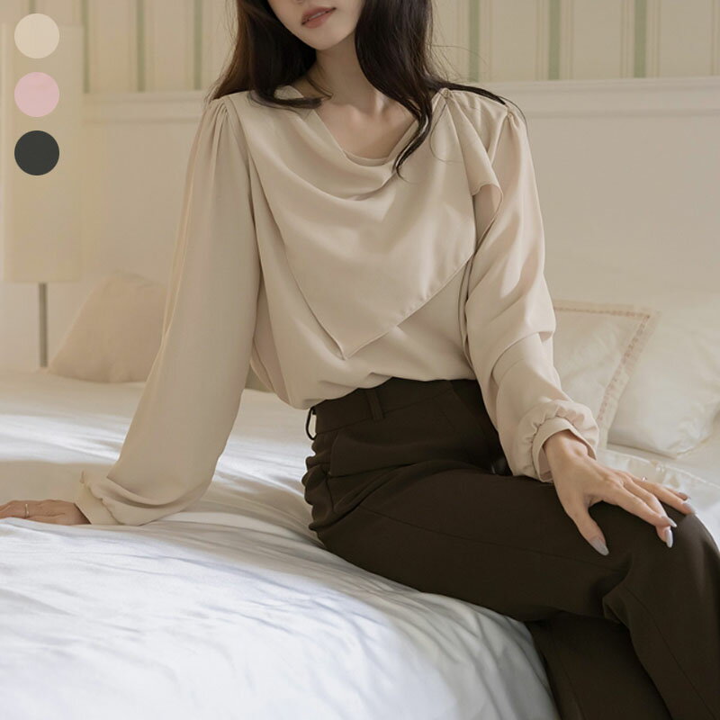 乐天商城 - SUITROOM スーツルーム VENUS ELEGANT DRAPE BLOUSE 3色 ベヌスエレガントドレープブラウス レディース 女性 女子 女らしさアップ 長袖 フェミニン ラブリー デイリー シャツ パーティー服 韓国ファッション かわいい オシャレ リボン