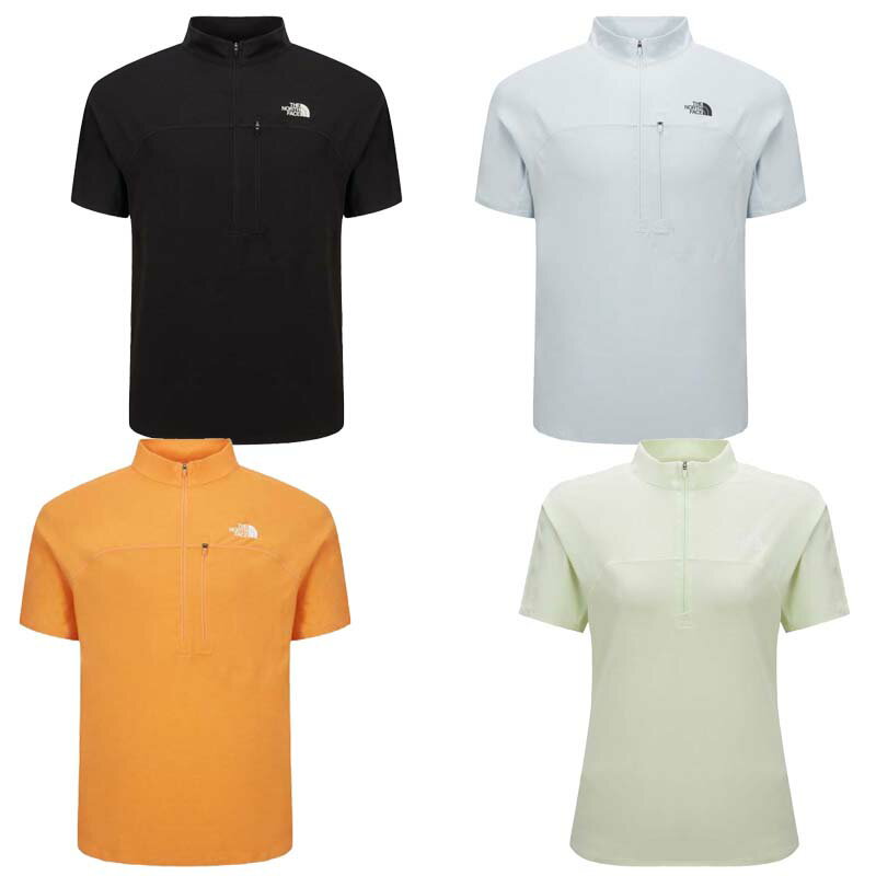 The North Face Korea [Authentic] 26SS Eiger Short-Sleeve Zip T-Shirt EIGER S/S ZIP TEE Unisex Men's Women's Casual Cut and Sew North Face Korea Korean HE&SHE [Free Shipping] NT7KS01