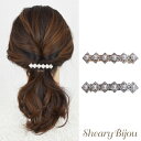 バレッタ ヘアアクセ レディース キッズ ゴールド シルバー キラキラ ミニ 金具 ヘアアレンジ ダイヤ型 ラインストーン パール 結婚式 二次会 ファッション...