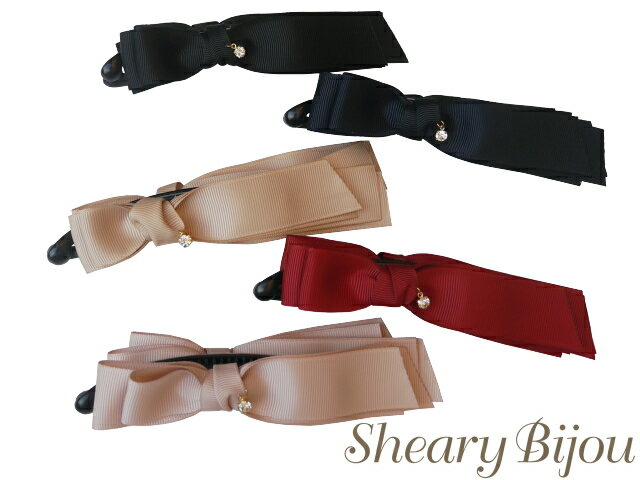 スーパーSALE バナナクリップ レッド ピンク ベージュ ネイビー ブラック ストーン グログラン リボン 大人 ファッション雑貨 ギフト レディース 女性 ...