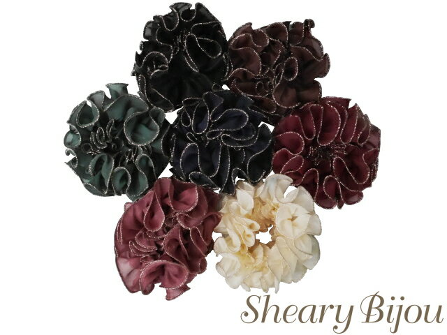 シュシュ 大きい 大人 ヘアゴム ヘアアクセ パーティ 二次会 結婚式 エレガント ファッション雑貨 ギフト 女性 お呼ばれ 小物 アイボリー ワインレッド ブ...