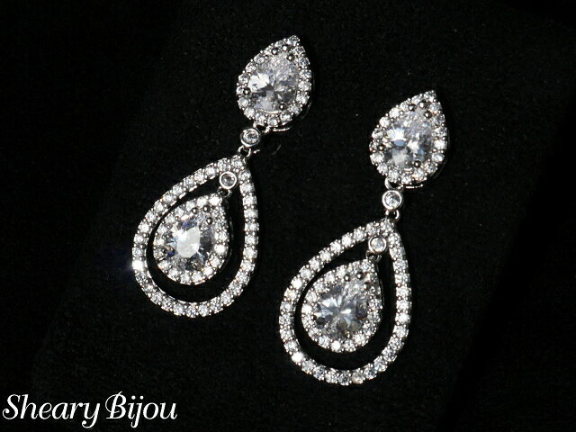 Cubic Zirconia - ピアス キュービックジルコニア キラキラ 輝くティア レディース 結婚式 アクセサリー 二次会 パーティ フォーマル ウエディング 花嫁 フォト お呼ばれ ギフト シンプル 揺れる 大人