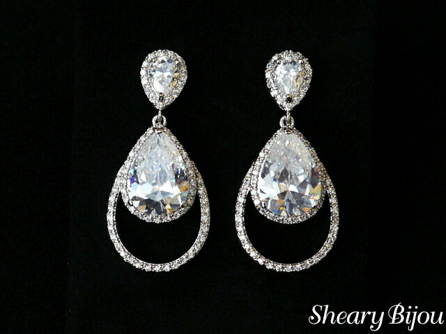 乐天商城 - ピアス キュービックジルコニア オール ハンドメイド ティア レディース 結婚式 ウエディング 花嫁 フォト 二次会 パーティ お呼ばれ ギフト キラキラ シンプル 大人 揺れる