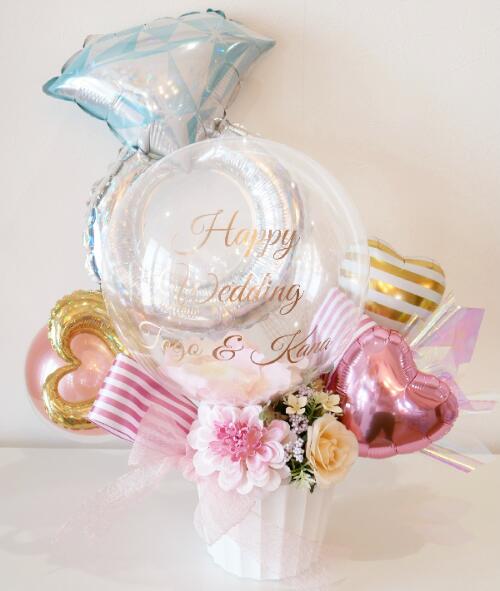 樂天商城 - バルーンギフト バルーン電報 名入れ 文字入れ 結婚式 結婚祝い 記念日 入籍祝い ホワイト ピンク 指輪 リング プレゼント ギフト パーティ バルーンアレンジメント アーティフィシャルフラワー バルーンフラワー