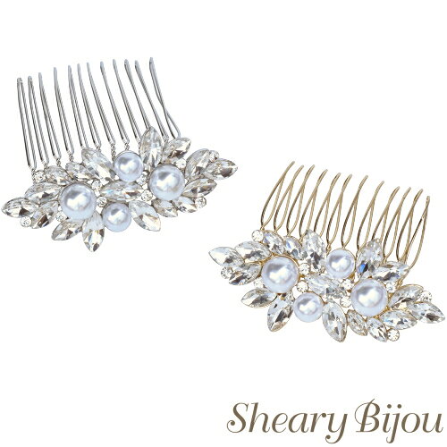 シェアリービジュー-shearybijouのコーム リーフモチーフ 浴衣 髪飾り 花火 七五三 ママ ヘアアクセサリー 結婚式 パーティ 二次会 フォーマル 冠婚葬祭 ヘッドドレス 髪飾り ヘアアレンジ パール 大人可愛い 上品 華やか 人気 着物 初詣｜アングル2