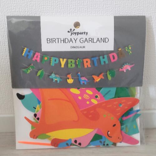 乐天商城 - バースデー ガーランド 恐竜 ダイナソー 誕生日 子ども 男の子 イエロー グリーン ブルー オレンジ パーティ 自宅装飾 飾りつけ joyparty