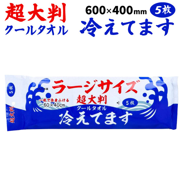 iiもの本舗 ラージサイズ 冷感タオル 5枚入 1個 1枚で全身ふける 60×40cm 無香料 汗拭きシート クールタオル 使い捨てタオル 体拭きシート 制汗シート 熱中症対策 暑さ対策 屋外 工事現場 外仕事 介護 キャンプ アウトドア スポーツ イベント 観戦 メントール 防災グッズ