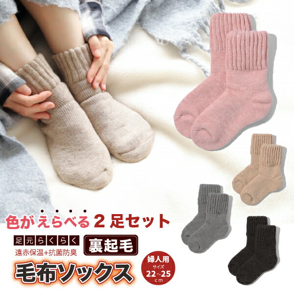 2足セットでさらにお得! 色がえらべる足元らくらく 毛布ソックス 全4色から2足を選択 靴下 節電 冬用 レディース 婦人用 裏起毛 寒さ対策 防寒 ぬくぬく ぽかぽか あったかい 遠赤外線 抗菌 防臭 毛布
