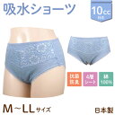 日本製 10cc 吸水ショーツ 綿100% 婦人用 女性用 シニア 軽失禁 尿もれ サニタリー 下着 ブルー M/L/LL 3サイズから選択 軽失禁パンツ 尿漏...