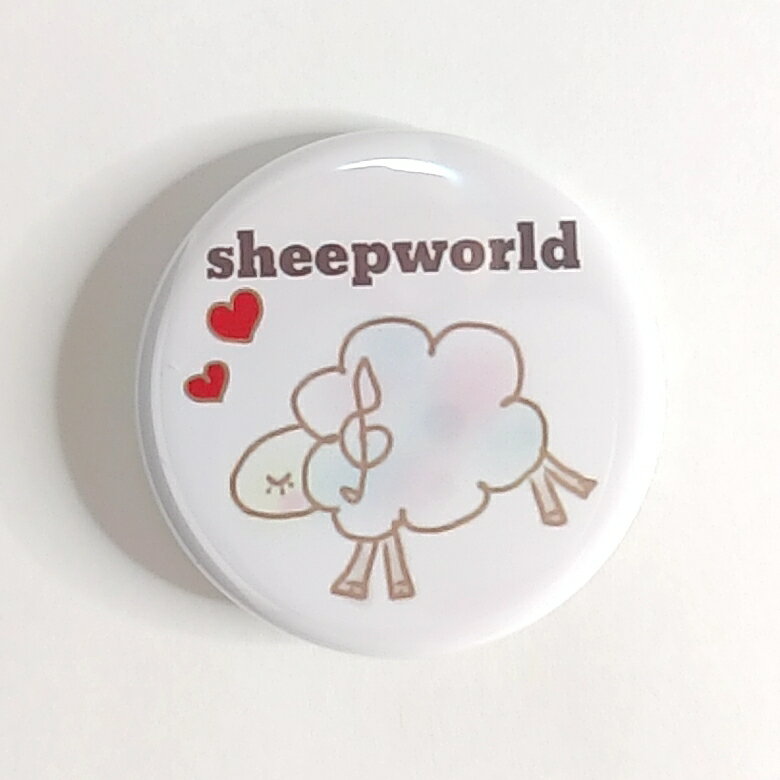 ひつじ 缶バッジ 缶バッチ ハート 羊 未 38mm 黄色 音楽 ト音記号 ヒツジ sheepworld シープワールド ベルッポ