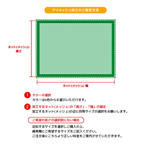 【サイズオーダーネットメッシュ 加工オプション】アイメッシュ加工 ポリエチレン ...
