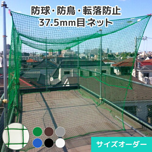 強度が高く、汎用性の高いネット網です。 網目は37.5mmで、野球の防球ネットとして野球フェンス・バッティングゲージ・ピッチングゲージに最適です。その他にも安全ネット、飛散防止ネット、獣害対策など様々な用途でご使用いただけます。 ご注文方法・配送について ・この商品はサイズオーダー製品のため、返品・交換・キャンセルのできない商品です。 ・注文枚数が多い場合や、オプション加工をご希望の場合は、通常納期よりもお時間を頂戴いたします。 ・繁忙期のご注文は、通常納期よりもお時間を頂戴いたします。 ・製作したネットは紐で縛って納品いたします。 ・性質上、新品の際はヨリ(癖)があるため、お手元に到着後、対角の角同士をひっぱりながら広げてください。 ・未開封の場合でもお客様都合による返品・交換はできません。 ・配送先が「沖縄、離島地域」の場合、配送費用が異なります。 固定用ロープ・補修用品はこちら 固定金具・吊り金具はこちら 商品詳細 サイズ 幅101cm〜200cm、高さ201cm〜300cm ※幅・高さともに【1cm単位で】指定可能です。 ※網目の関係により指定サイズから多少前後することがあります。 素材 ポリエチレン 網地 無結節 網目 約37.5mm 糸の太さ 約2.4mm 質量 141g/m&sup2; 色数 6色 商品の注意事項 ・使用前に必ず品名・品番・色相・ロットNo.をご確認ください。 ・サイズ変更はお受けできません。 ・モニター発色の具合により実際の色味と異なる場合があります。&nbsp; ＜軟式野球・少年野球の防球ネットに！＞ 強度・耐久性が高く、野球の練習ネット・野球フェンス・バッティングゲージ・ピッチングゲージとして最適です。 カラーバリエーションも豊富のため、景観やインテリアに合わせてお選びいただけます。 &nbsp; ネット設置イメージ &nbsp; &nbsp; &nbsp; 440Tの糸を44本編み込んでおり、糸の太さは約2.4mmとなります。カラー展開は6色で、景観や設置場所に合わせてお選びいただけます。 網目は37.5mmと、軟式野球・少年野球用の防球ネットに最適な網目サイズです。練習ネット・野球フェンス・バッティングゲージ・ピッチングゲージにおすすめです。その他にも安全ネット、飛散防止ネット、小型動物の獣害対策など幅広い用途でご使用いただけます。 カーテンレールなどを合わせて使用する事でネットカーテンとしても利用可能です。 設置場所や設置用途に応じてオプション加工も対応しております。掲載の無い加工をご希望の場合、お気軽にお問い合わせください。 &nbsp; &nbsp; &nbsp; &nbsp; &nbsp; カラーラインナップ &nbsp; &nbsp; &nbsp; &nbsp; &nbsp; &nbsp; 価格掲載のない大型サイズをご希望のお客様へ 上記にサイズ記載のない大型ネットの製作も可能です。お見積り致しますのでお気軽にご相談ください。