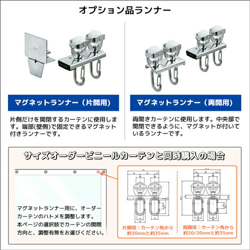 【送料無料】ビニールカーテン専用レール 2mセット (40型アルミ／大型カーテンレール) プロユース[RS-VT20S] 短納期 レール耐荷重50kg 選べるマグネットランナー 重量級カーテンレール アルミレール 業務用 プロ向け 屋外・屋内兼用 間仕切カーテン 屋外レール 3