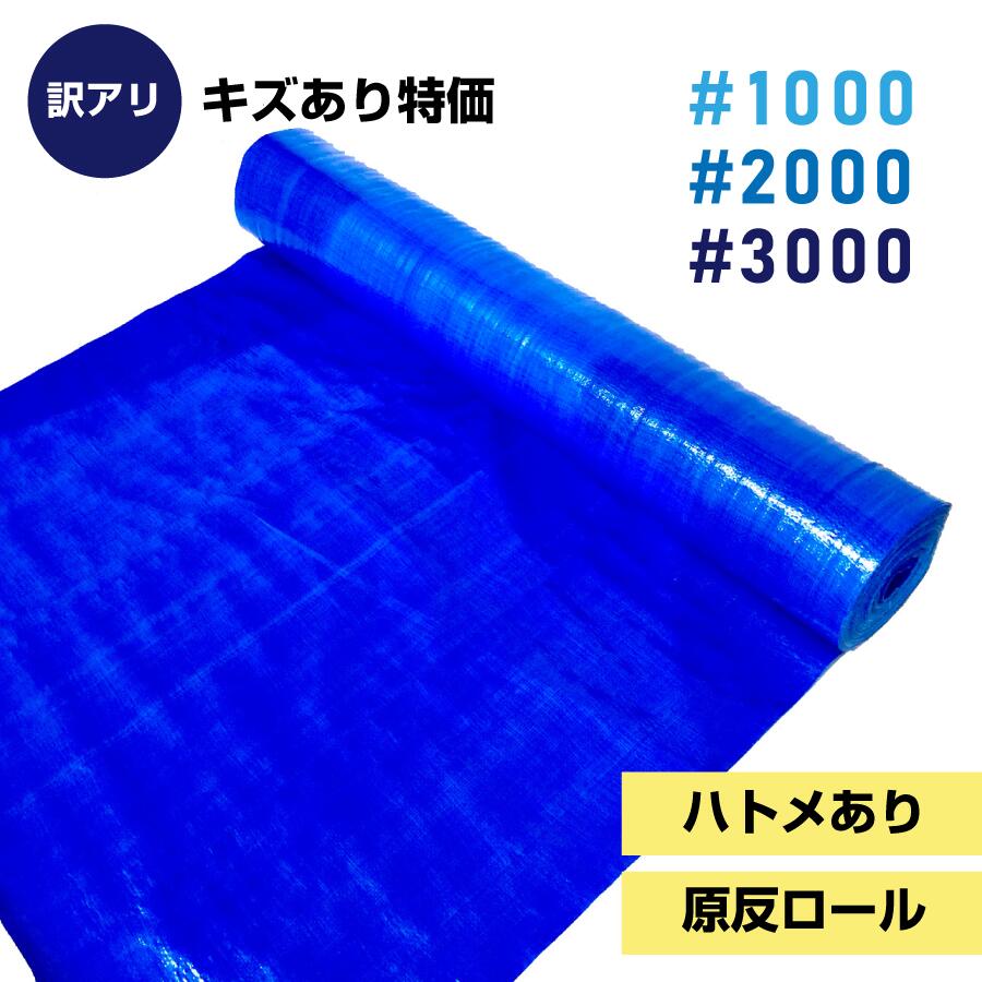 【訳アリ】ブルーシート　　＃1000 #2000 #3000 軽量 薄手タイプ ハトメ付き 建築資材 土木資材 備蓄資材 災害対策 台風対策 大雨対策 屋根保護 雨養生 業務用 アウトドア イベント 雨よけ 日よけ 風よけ