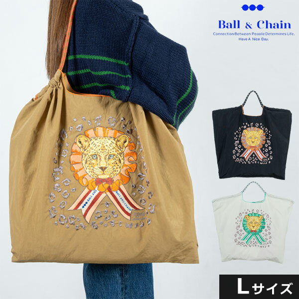 【送料無料】【即納】 Ball＆Chain ボールアンドチェーン 正規品 D.LEOPARD Lサイズ レオパード 豹 ひょう バッグ ショッピングバッグ エコバッグ トートバッグ ショルダー 刺繍 ギフト 313112 Ball and Chain ball&chain san hideaki miharaのサムネイル