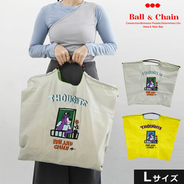   Ball＆Chain ボールアンドチェーン 正規品 R.THOUGHTS Lサイズ RyuAmbe コラボ バッグ ショッピングバッグ エコバッグ トートバッグ ショルダー 刺繍 ギフト 314106 san hideaki mihara