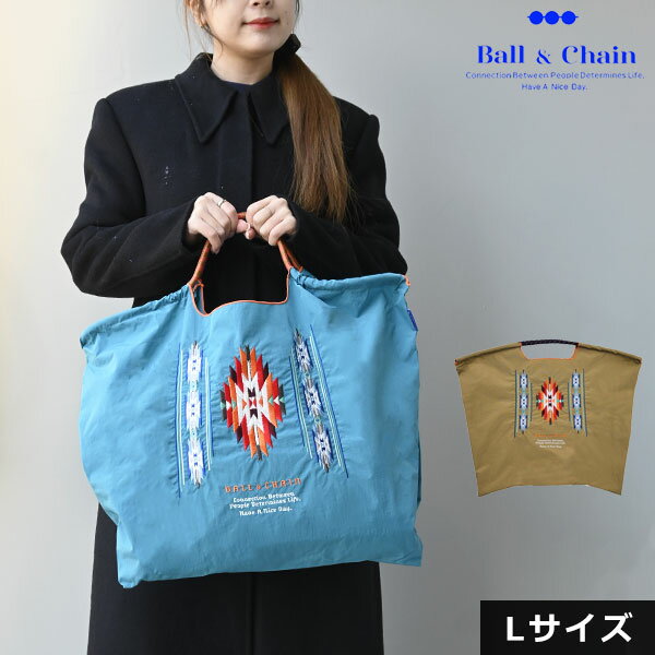 樂天商城 - 【送料無料】【即納】 Ball＆Chain ボールアンドチェーン 正規品 NATIVE-2 Lサイズ バッグ エコバッグ トートバッグ 刺繍 ギフト Ball and Chain ball&chain hideaki mihara 301153
