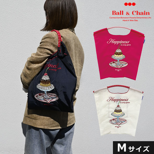 樂天商城 - 【送料無料】【即納】 ボールアンドチェーン Ball＆Chain 正規品 PUDDING　Mサイズ ショッピング エコバッグ トートバッグ ショルダー プリン 刺繍 ギフト
