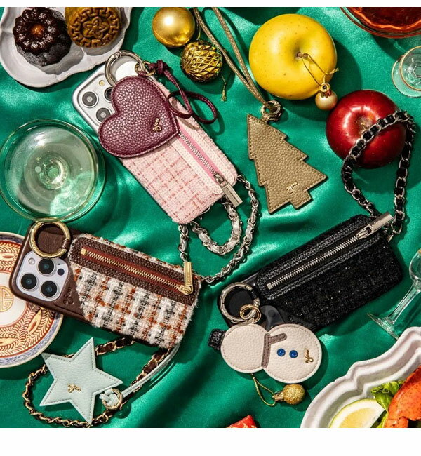 【即納】【iPhone対応】 エジュー ajew tweed cadenas zipphone case iPhone17 iPhone16 iPhone15 iPhone14 pro ケース チェーンストラップ付き ツイード aj05-011
