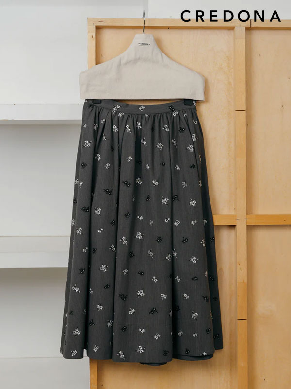 樂天商城 - 【即納】 クレドナ CREDONA ボトムス FLOWER EMBROIDERY SKIRT フラワーエンブロイダリースカート 刺繍 ミドル丈 1426121020