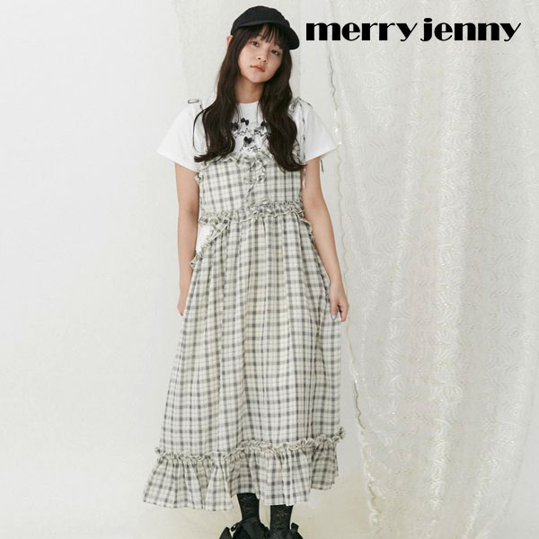 メリージェニー merry jenny ワンピース 24春夏 チェックリボンキャミワンピース ロング丈 キャミソール チェック 282420303201