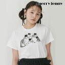 メリージェニー 服 レディース 【即納】 メリージェニー merry jenny トップス 24春夏 CAT ribbon Tee ミドル丈 半袖 猫 ネコ 282422703401