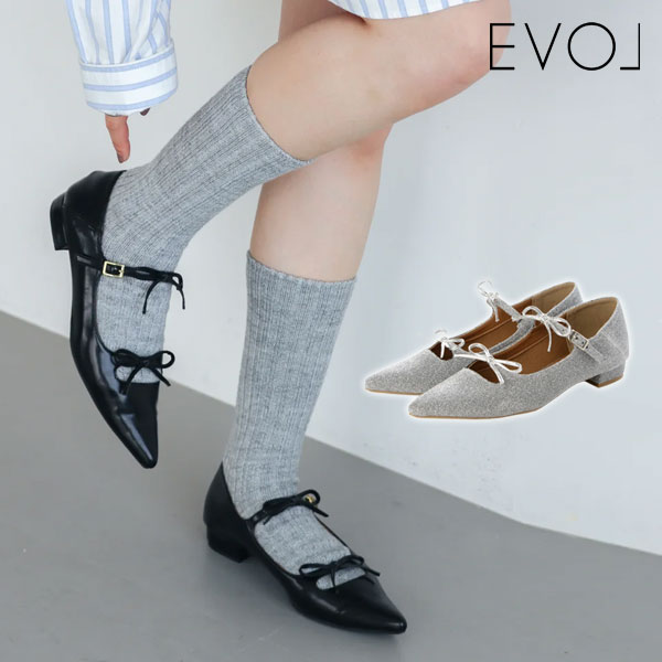 【新生活応援セール40%OFF】【即納】 イーボル EVOL ダブルリボンソフトポインテッドパンプス 靴 シューズ ローヒール パーティー オケージョン ix5433 ギフト