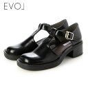 【SALE20%OFF】【即納】 イーボル EVOL ラウンドTストラップシューズ 靴 シューズ ローファー マニッシュ カジュアル パーティー 結婚式 二次会...