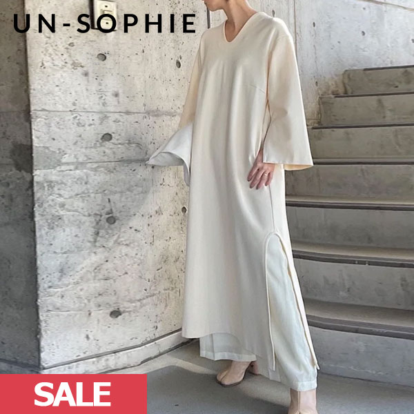 クーポンで10%OFF   アンソフィー un-sophie Circle cut one-piece ワンピース ロング丈 長袖 uwa220721