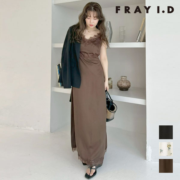 樂天商城 - フレイアイディー FRAY I.D ワンピース 26春夏 サイドカッティングレーストリムキャミワンピース 5月中旬～6月上旬予約 キャミソール マキシ丈 fwfo262082
