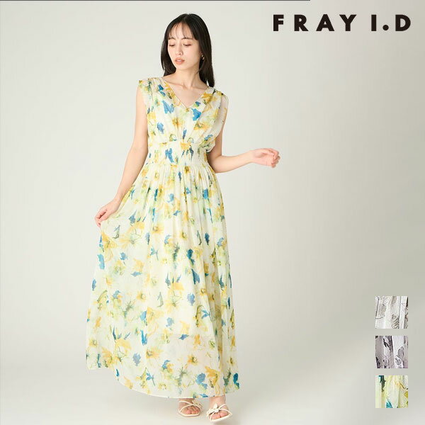 樂天商城 - フレイアイディー FRAY I.D ワンピース 26春夏 シャーリングフラワープリントワンピース 7月中旬～8月上旬予約 マキシ丈 ノースリーブ 花柄 fwfo264013