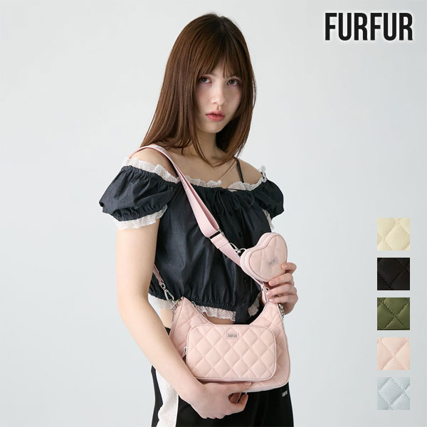 Rakuten - ファーファー FURFUR バッグ 26春夏 2SETナイロンキルティングムーンバッグ 6月下旬～8月下旬予約 ショルダー ポーチ付き ギフト rwgb262506
