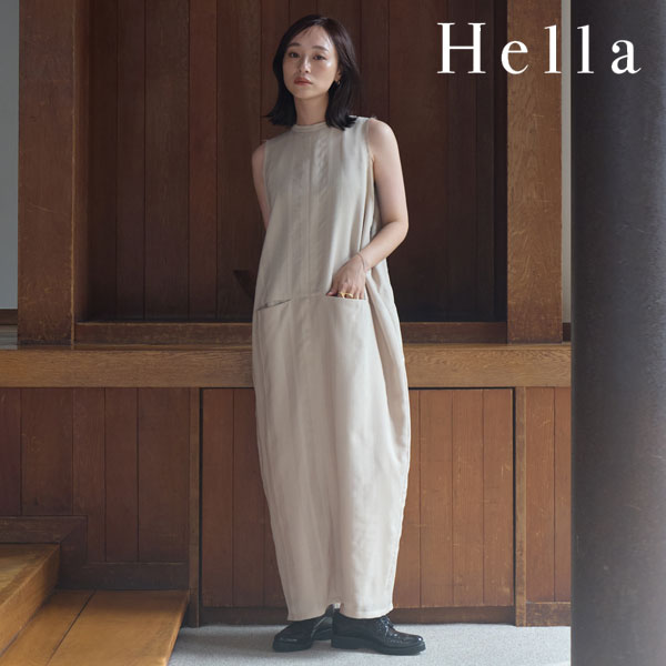 クーポンで10 OFF ヘラ Hella ワンピース 24春夏 STRIPE COCOON DRESS 5月上旬～下旬予約 ノースリーブ ロング丈 オケージョン ドレス h241-02