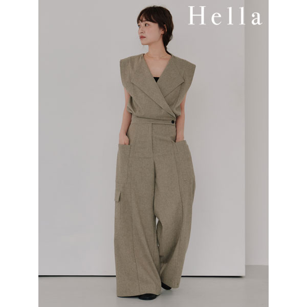 ヘラ Hella 25秋冬 cachecoeur jumpsuit カシュクールジャンプスーツ 8月下旬~9月中旬予約 ワンピース オールインワン ジャンプスーツ ロング丈 ノースリーブ h253-40