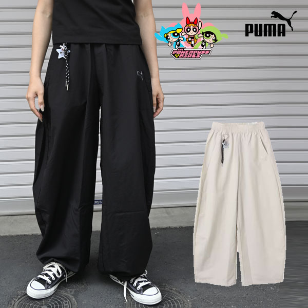 Rakuten - 【即納】プーマ PUMA PUMA POWERPUFFGIRLS WOVEN PANTS WIDE LEG フルレングス ワイドパンツ コラボ 運動 スポーツ 637475-01