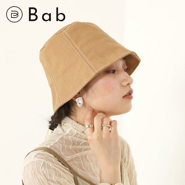 【SALE20%OFF】バブ Bab ステッチデザインキャンバスバケットハット レディース 帽子 ハット バケットハット リネン シンプル 無地 カジュアル ギフト トレンド 紫外線対策 韓国 小ぶり 綺麗め Bou ju loud ブージュルード 622705