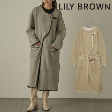 【SALE60%OFF】リリーブラウン LILY BROWN 秋冬 合皮パイピングコート レディース アウター コート パイピングコート ノーカラーコート ロングコート ゆったり オーバーサイズ フェイクレザー シンプル ベーシック lwfc214070