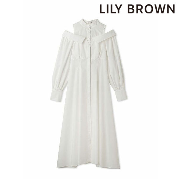 【SPRING SALE50%OFF】 【即納】 リリーブラウン LILY BROWN 23winter レイヤードシャツワンピース ロング丈 長袖 ドレス オフショル l..