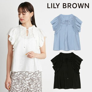 【SALE30%OFF】リリーブラウン LILY BROWN 22春夏 ラッフルノースリーブトップス レディース トップス ブラウス シャツ ノースリーブ リボン フリル すっきり シアー 透け感 ガーリー 清涼感 綺麗め lwft221140