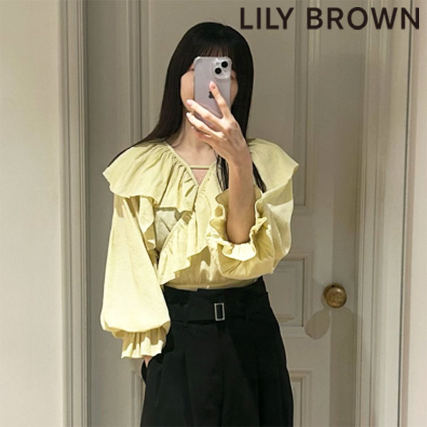   リリーブラウン LILY BROWN トップス 24春夏 フリルギャザーブラウス 半袖 ミドル丈 lwft241143