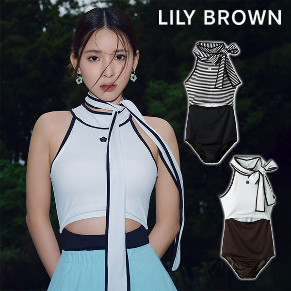 【即納】 リリーブラウン LILY BROWN 水着 24春夏 MARY QUANT ホルターネックスウィムウェア ビキニ スイムウエア ハイウエスト 海 プール ロゴ マリクワ コラボ lwgg244341のサムネイル