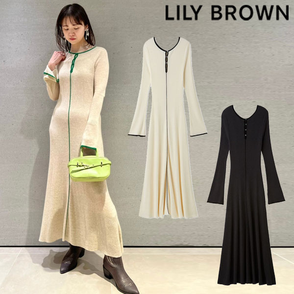 リリーブラウン LILY BROWN ワンピース 25春夏 2WAYラインドレープワンピース 2月上旬～下旬予約 ドレス 長袖 ロング丈 lwno251106のサムネイル